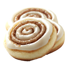 Spiced Cinnamon Roll Cookies with Icing Isolated on Transparent Background
