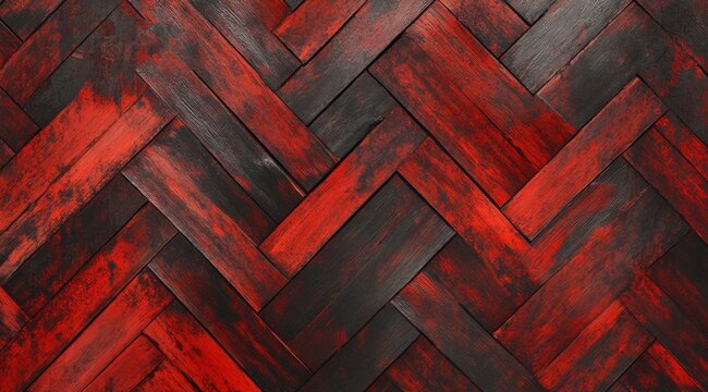 Red and black herringbone pattern creating dramatic visual effect