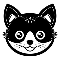 Cute cartoon animal face silhouette vector illustration 