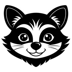 Cute cartoon animal face silhouette vector illustration 