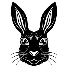 Animal face with bunny ears silhouette vector illustration 