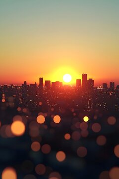 The urban skyline in the afterglow