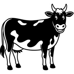 Cow with a silly smile silhouette vector illustration 