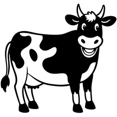 Cow with a silly smile silhouette vector illustration 