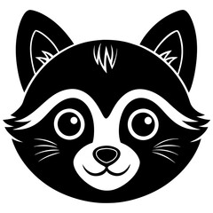 Cute animal face with round eyes silhouette vector illustration 