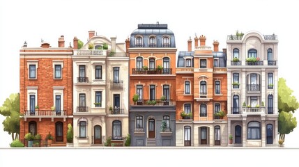 Fototapeta premium Vector Illustration of Modern Architectural Elements in Urban Setting