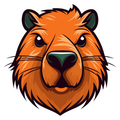 Obraz premium Capybara head retro logo illustration wildlife animal vector