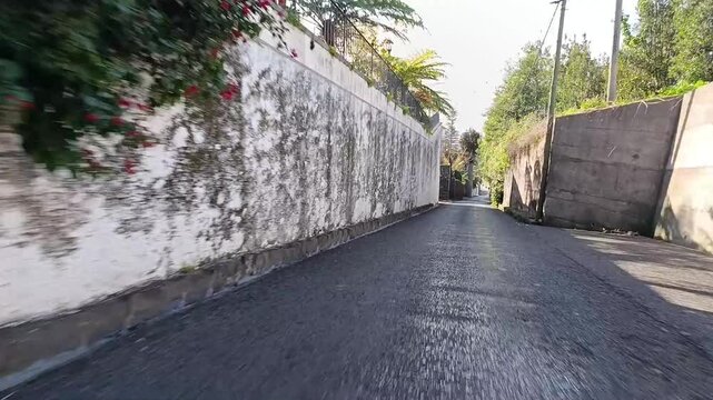 Abfahrt mit dem Korbschlitten in Funchal auf Madeira