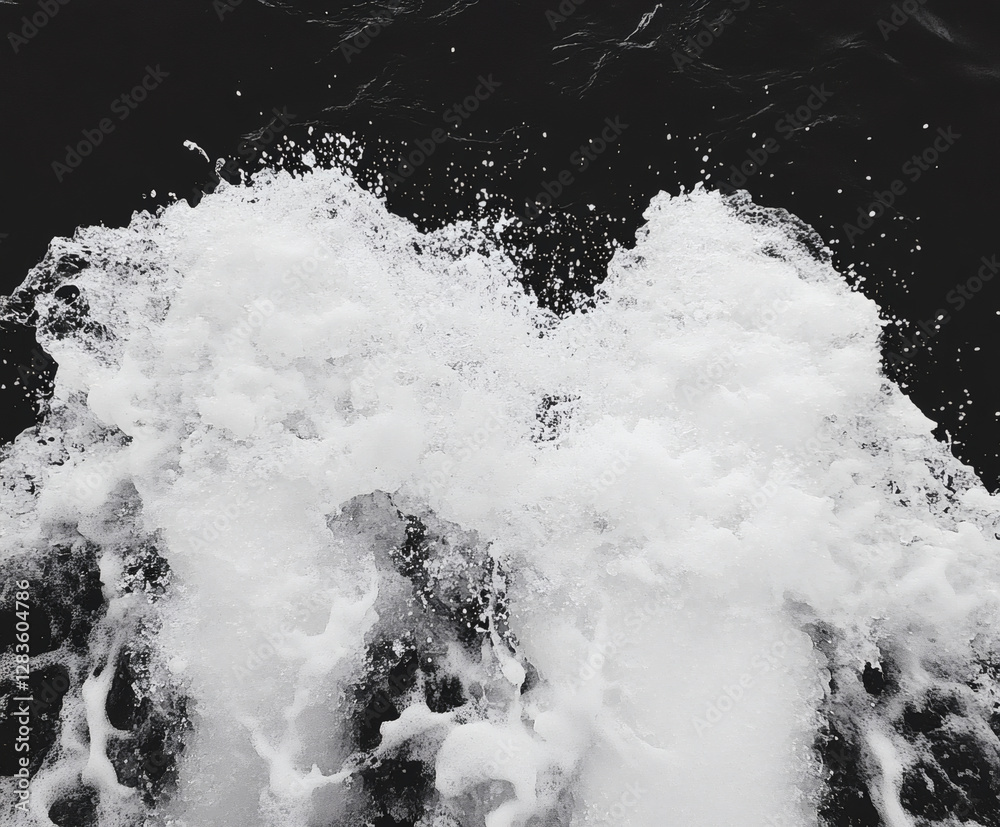 Poster dynamic water splash action ocean surface nature photography chaotic environment close-up view