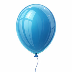 Blue balloon 3d render icon isolated on transparent background cutout