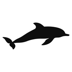 Dolphin silhouette animal mammal black vector