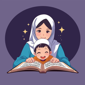 mother and child reading book together clip art preview