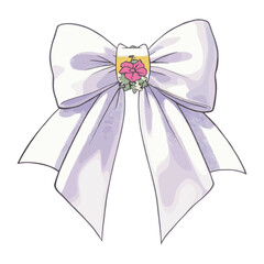 White bow illustration flower accessories vector
