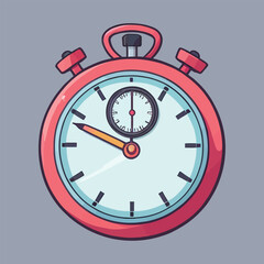 Red Stopwatch Vector Illustration - Cartoon Timer Icon for Timekeeping and Deadlines