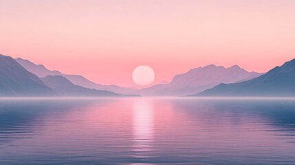 Fototapeta premium The hazy mountains in the mist on the lake