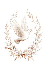 Obraz premium Peace dove resting amidst olive branches