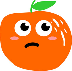 Cute Orange Fruit Character with Various Facial Expressions – Kawaii Emoji Style