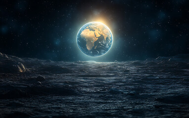 Ultra-Realistic Cosmic View of Earth from the Moon’s Surface  