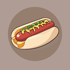 hot dog cartoon illustration vector icon sticker