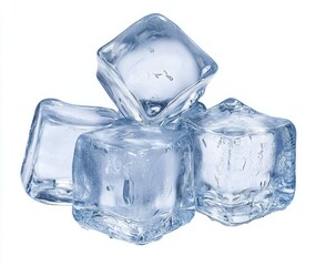 Obraz premium Translucent Ice Cubes on White Background