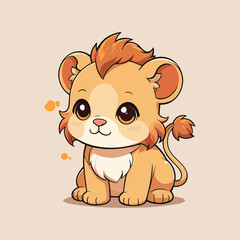 Cute Cartoon Baby Lion: Adorable Illustration for Children's Art