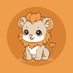 Cute Cartoon Lion: Adorable Baby Lion Illustration for Kids