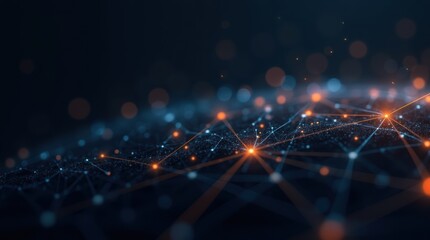 Stunning Visualization of Interconnected Data Points Amidst a Dark Background Displaying Technology
