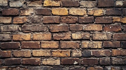 Obraz premium Weathered Brick Wall Texture: A close-up captures the rugged beauty of a weathered brick wall, showcasing the textures, colors, and imperfections of time and the elements.