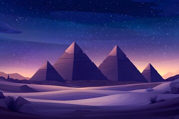 Fototapeta premium Egyptian pyramids illuminated by starlight