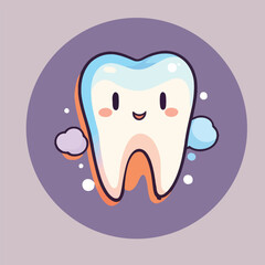 Cheerful Cartoon Tooth: Cute Character Illustration for Dental Health