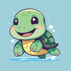 Happy Cartoon Turtle: Cute Character Illustration for Kids