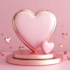 3D Pink Love Heart Valentine's Podium Display