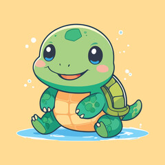 Cute Cartoon Turtle: Adorable Kawaii Character Illustration for Children