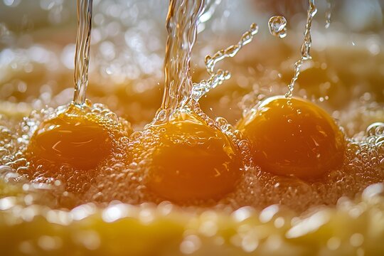 Fresh eggs beaten in a bowl