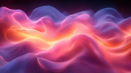 Fototapeta premium Abstract wavy lines with pink, orange, and blue gradients, a futuristic style