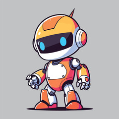 Adorable Cartoon Robot Character with Bright Colors  illustration vector icon sticker