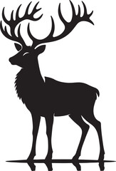 Fototapeta premium Deer Wild deer. Deer antlers shilhouette. Vintage wildlife logo. shilhouette of deer with big horn. A Deer shilhouette Illustration vector .