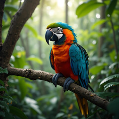 Obraz premium Colorful Macaw in a Rainforest