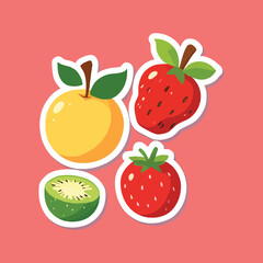 Vibrant Fruit Stickers: Fun and Colorful Cartoon Fruit Designs