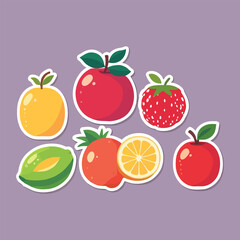 Charming Cartoon Fruit Stickers: Colorful and Fun Fruit Illustrations