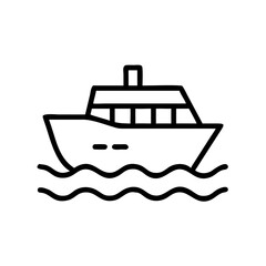 Obraz premium Minimalist black and white boat icon on waves