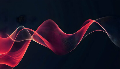 Red and black wave design on a dark background, vector presentation for PowerPoint
