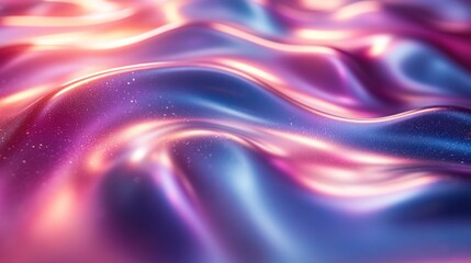 Obraz premium Abstract silk waves with a gentle flow in shades of pink and blue, soft glow