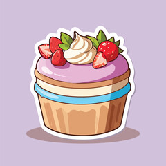 Cute Strawberry Cupcake Illustration - Vector Sweet Treat Design

