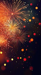 Fototapeta premium A Symphony of Lights: A mesmerizing display of fireworks illuminates the night sky with bursts of vibrant color and intricate patterns.