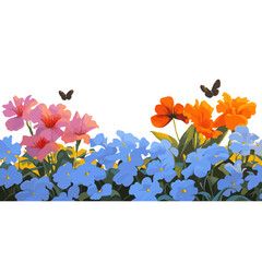 Spring hill border butterflies background butterfly vector