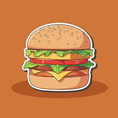 Hand-Drawn Style Burger Illustration - Vector Fast Food Graphic