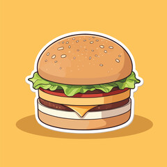 Cartoon Burger Illustration - Vector Fast Food Graphic