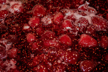 Strawberry Jam Cooking process Full Frame 
