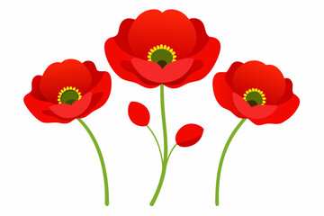 Obraz premium Red Poppy Vector Illustration on White Background - 8K High-Resolution Floral Art